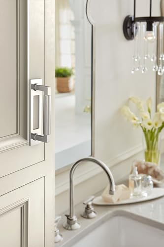 Image of Amerock Medora 3-3 /4 inch Polished Nickel Backplate | Decorative zinc cabinet hardware backplate designed to complement knobs and pulls while protecting cabinet surfaces