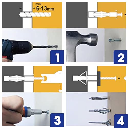 T.K.Excellent DSS6618-001 Heavy Duty Zinc Plated Steel Bolt Hollow Drive Wall Anchor Screw Set thumb #4
