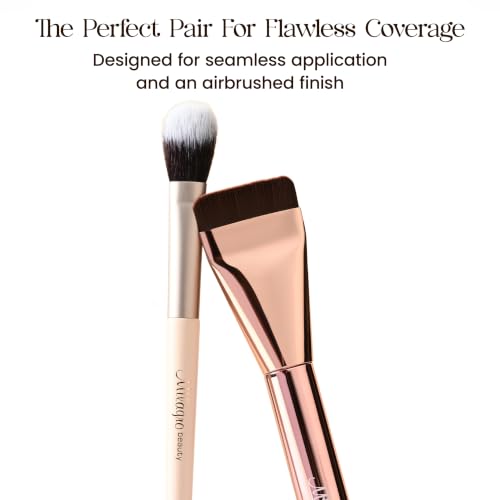 Image of Milagro Beauty Pro Brush Combo - Foundation Brush 18 + Concealer Brush 13 | Full Coverage, Easy Blending, Vegan Bristles, Cream & Liquid Application, Travel-Friendly & Cruelty-Free (Pack of 2)