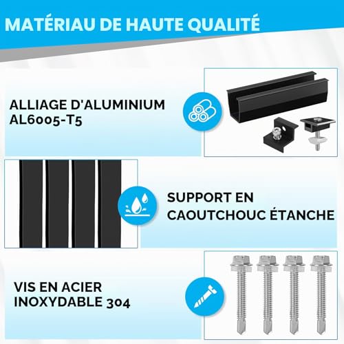 Kit de montage PV pour 4 modules solaires sur toit trapezoïdal