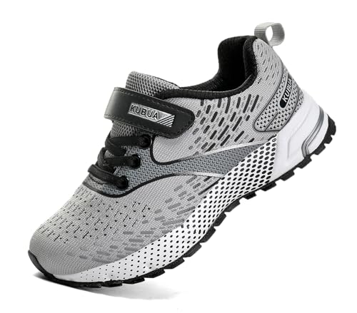 Kids Running Shoes for Boys Sneakers Girls Gym Tennis Shoes Toddler Sport Athletic Grey Silvery 11 Little Kid