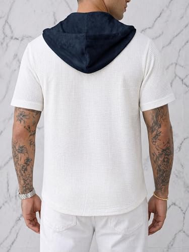 Image of Noble Monk Men's Half Sleeve Hooded Neck T-Shirt | Regular Fit Casual Summer Wear Hoodie Tee for Men
