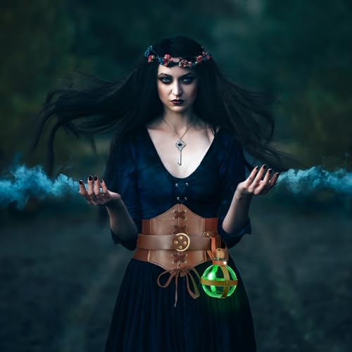 Zhanmai Renaissance Corset Leather Potion Belt with Potion Bottle Medieval Witch Viking Pirate Ren Fair Costume Accessories4