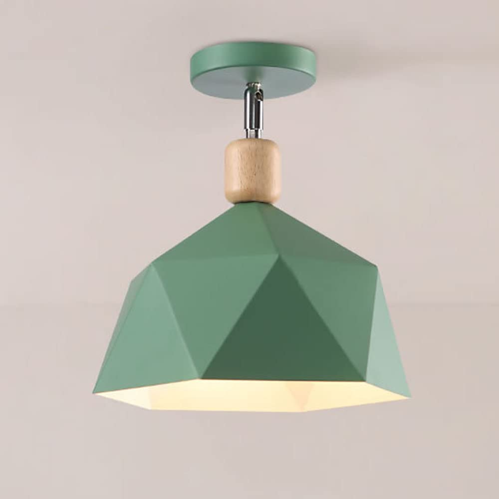 Mengjay Lampadario Da Soffitto Creativa Paralume Plafoniere interne Luci, in metallo Moderno,Industriale Nordico Retro (Verde)