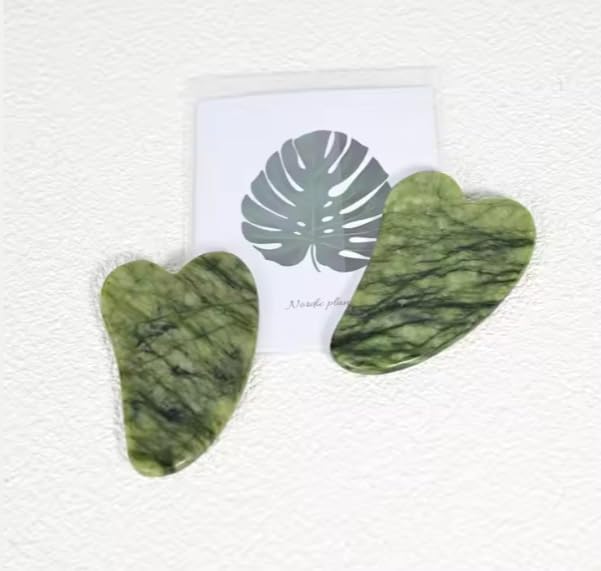 BelleVita Jade Roller & Gua Sha Set- Natural Facial Massage Tool for Lymphatic Drainage, Anti Aging and Glowing Skin Cooling Greenstone, Face and Neck Skin Care Set. - Image 4