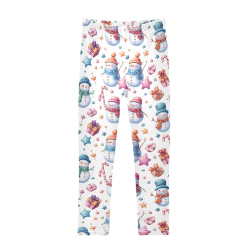 Girls' Athletic Leggings Ankle Length Yoga Dance Pants Kids Teen 4T Snowman Candy Gift