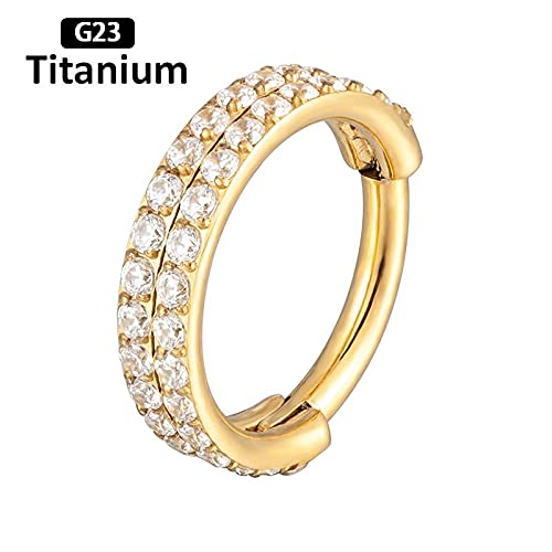 Drops Karisma 2 Rings Titan G23 Gold Hinged Segmentring Charnier/Conch Clicker Ring Piercing Ohrring Premium Zirkonia Stärke 1,2mm BHCRZ-16-10mm