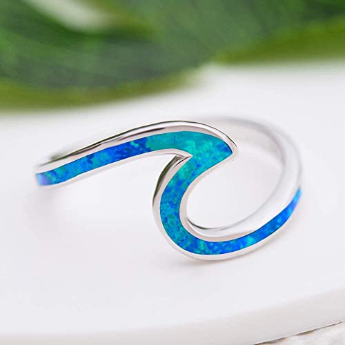 Aloha Jewelry Company 925 Sterling Silver Created Opal Ocean Beach Wave Ring for Women Wedding Band Hawaii, Nickel Free and Hypoallergenic For Sensitive Skin, With Gift Box3