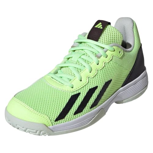 adidas Court Flash Sneaker, Green Spark/Aurora Black/Lucid Lemon, 3 US Unisex Little Kid