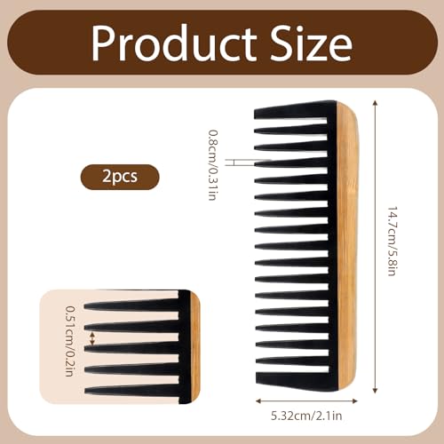 2 Peines Antiestáticos de Madera Natural sin Mango miniatura 2