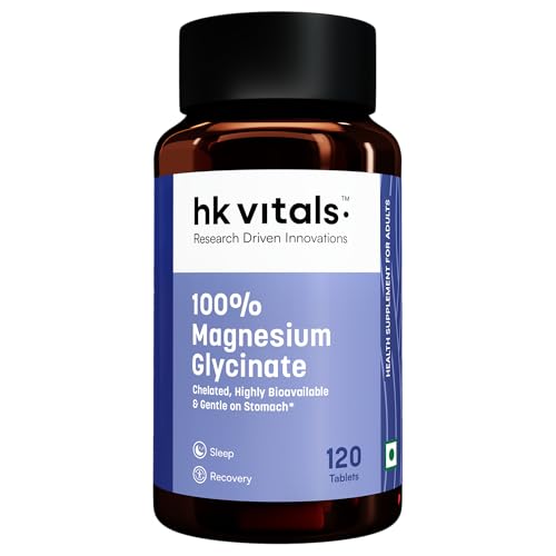Image of hk vitals 100% Magnesium Glycinate (1880mg) 120 Tablets | For Better Sleep Quality & Muscle Recovery