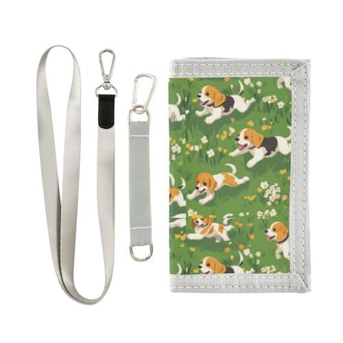 Wusikd Dogs Flowers Kids Wallet for Boys Girls Cute Toddler Trifold Wallet Novelty Wallet for Teens Women Men