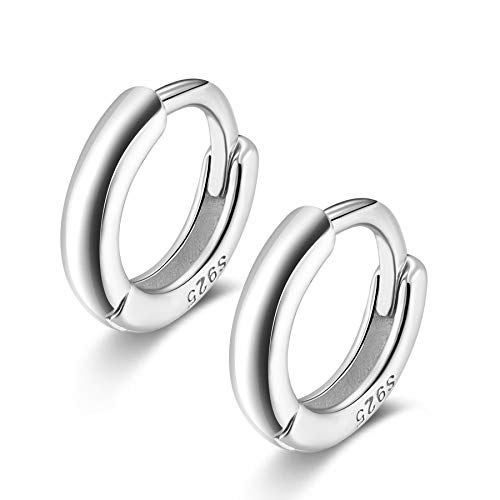Creolen Silber 925 Damen Herren 7mm Ohrringe Klein Klappcreolen Knorpel Helix Ohrpiercing Einfach Kreolen Huggie Hoops Earrings Frauen