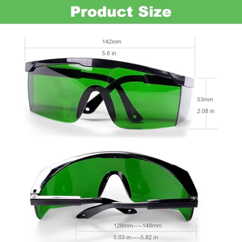 Comioke Gafas Proteccion Laser, Gafas Laser Depilacion de Seguro 200nm-2000nm, Gafas de Protección HPL/IPL para Depilación, Gafas Depilacion Luz Pulsada Adecuado para Belleza, Trabajo (Verde) - imagen 2