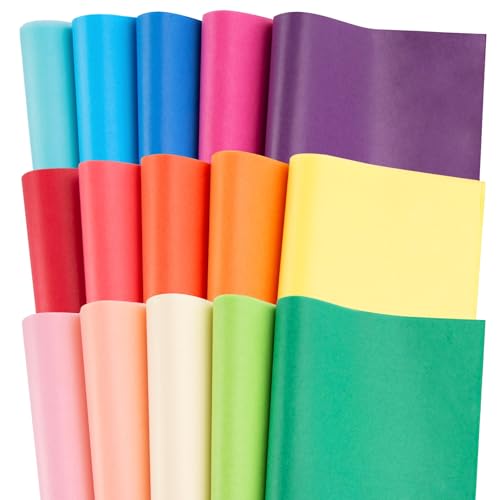 VGOODALL Coloured Tissue Paper 50x35cm 75 Sheets 15 Colours 17gsm Thick Non-Bleeding Non-Yellowing Paper for Gift Wrapping Crafts Packaging Wedding Party Decor & Keepsake Storage