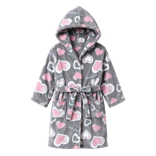 Image of Girls Soft Fleece Robes Plush Hooded Bathrobes Sleepwear for Kids 2-16 Years