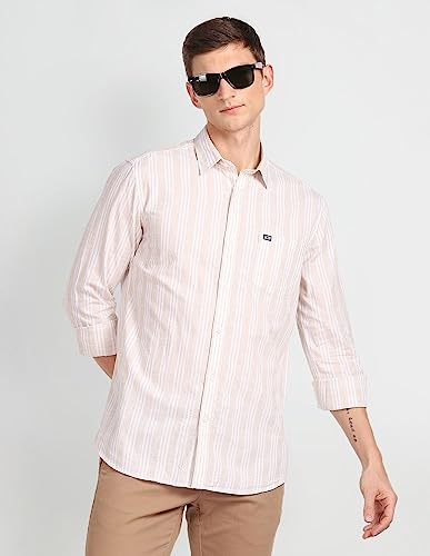 Image of Arrow Men's Vertical Stripe Atilde -Fil Slim Fit Shirt
