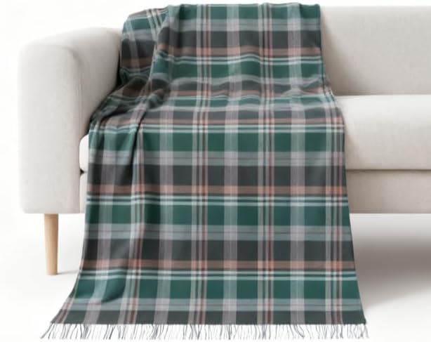 Wool Throw Blanket Plaid Blankets 83" x 55" Tartan Outdoor Camping Couch Sofa Bed Soft Warm Throws for Home Decor,1.5lb - Image 3