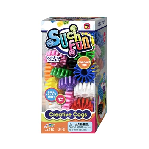 JA-RU Building Blocks Spinning Toy (Pack of 1) Creative Cogs. Click, Clock, & Stock. Connect Colorful Pieces. Party Favor, Classroom Prize, Goodie Bag, Treasure Box. 4910-1