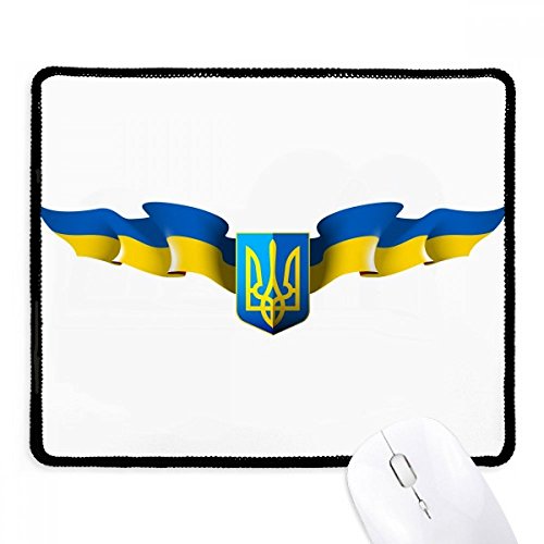 Mousepad Ucrania negro con costuras reforzadas y base antideslizante
