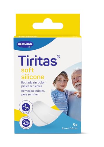 Tiritas Soft Silicone: Apósitos de color blanco con adhesivo siliconado; Indicadas para las pieles más sensibles y frágiles, Retirada indolora; 6x10cm; 5 unidades