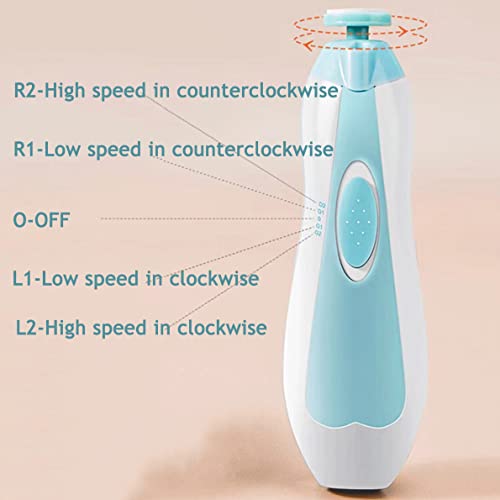 PandaEar Baby Nail Trimmer, Electric Baby Nail Clippers Safe Baby Nail File Kit with Extra 6 Replacement Pads (Blue) - Image 3