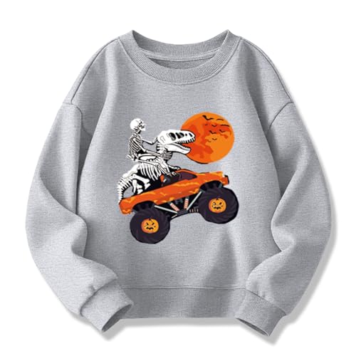 Kids Halloween Sweatshirt Toddler Boys Girls Pumpkin Bat Dinosaur Monster truck Graphic Crewneck Pullover Shirt 2-7t