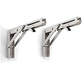 PRIMEGA Soporte Billy de acero inoxidable engrosado de 8 pulgadas 2 Solamente mesa con bisagras plegables en ángulo recto de 90 grados y respaldo de silla,