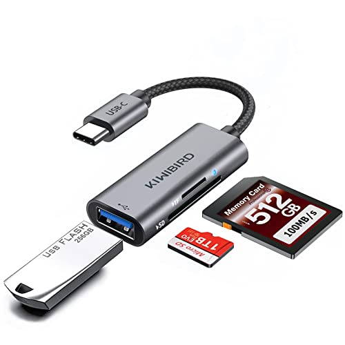 KiWiBiRD USB C Lecteur de Carte SD, Adaptateur Micro SD vers Type C Thunderbolt 3 4 pour Cartes SDHC SDXC TF UHS-I Compatible avec MacBook Air Pro M1 M2, iPad Pro Air 2020/2021/2022, Galaxy S21/S22