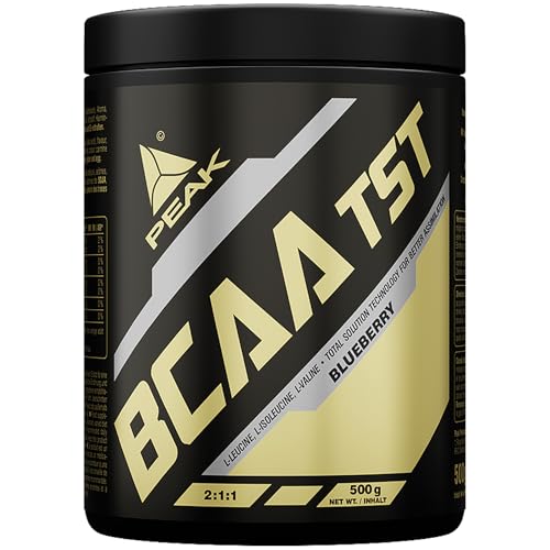 PEAK BCAA - TS-Technology - 500g Gschmack Blueberry I 38 Portionen I verzweigtkettige Aminosäuren I 2:1:1 (Leucin : Isoleucin : Valin) I schnelle Resorption I vegan
