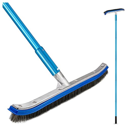 Swimming Pool Brush Head with Pole 6.7 FT Polished Aluminum Cleaning Equipment Nylon Bristle Algae Pool Cleaner
