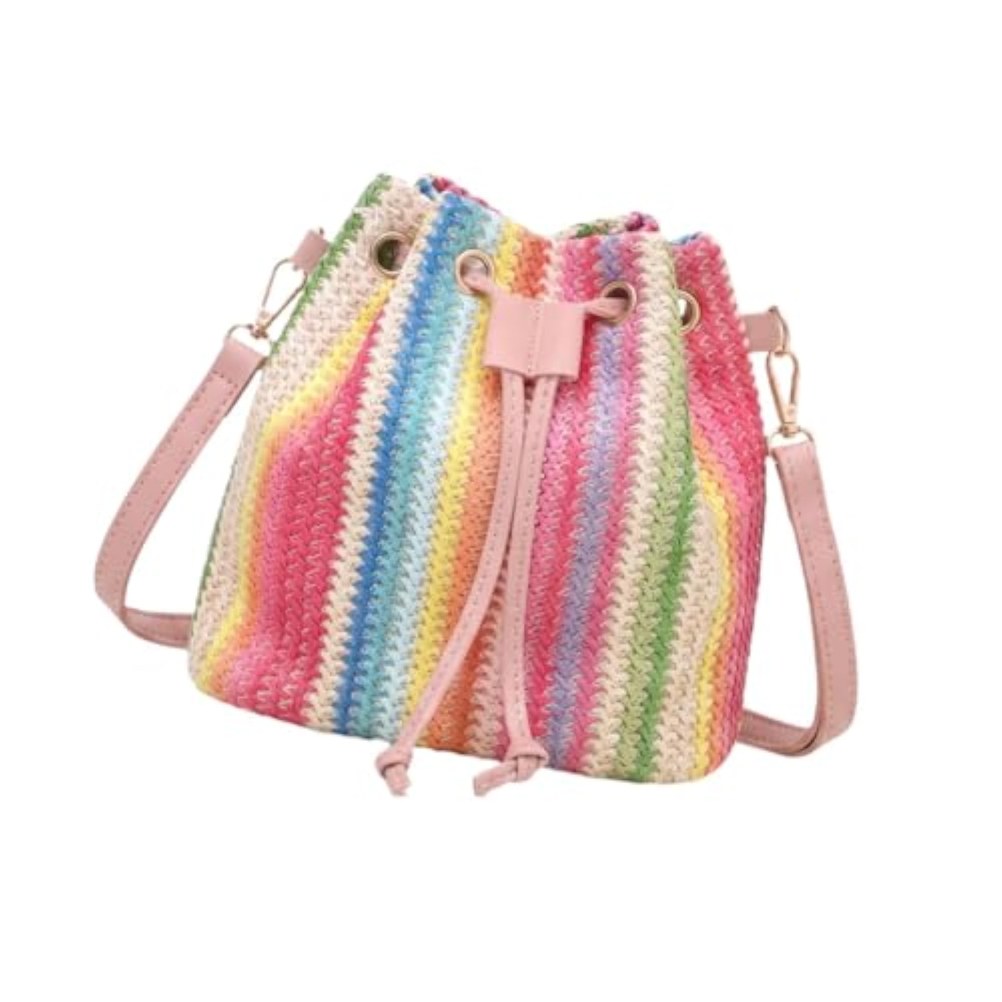 Elegant Weave Drawstring Bucket Bag for Women, Summer