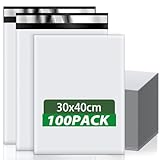100 Pcs Blanc Pochette Envoie Colis Vinted, Emballage Colis Vinted Avec Ruban Auto scellant, Enveloppe Plastique Expedition pour Les Petites Entreprises et les Magasins de Détail (30x40cm)