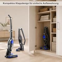 Akitas U10 22.2V Akku Staubsauger Beutellos, bis zu 30Min Laufzeit, Freistehend, 180° Drehgelenk，LED-Frontlichter – Ansicht 5