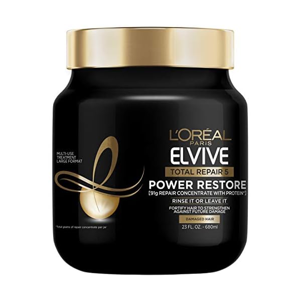 LOreal-Paris-Elvive-Total-Repair-5-Power-Restore-Multi-Use-Treatment-with-91g-of-Repair-Concentrate-with-Protein-per-Jar-23-fl-oz L'Oreal Paris Elvive Total Repair 5 Conditioner, 23 Fluid Ounces, Cream, Unisex