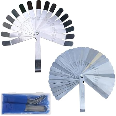 2Pcs Feeler Gauge Set, JYEASTZ Feeler Gauges with 32 Blades and Offset Feeler Gauges with 16 Blades - Stainless Steel Feeler Gauge Metric and Imperial Dual Marked Gap Measuring Tool for Auto Repair Cover