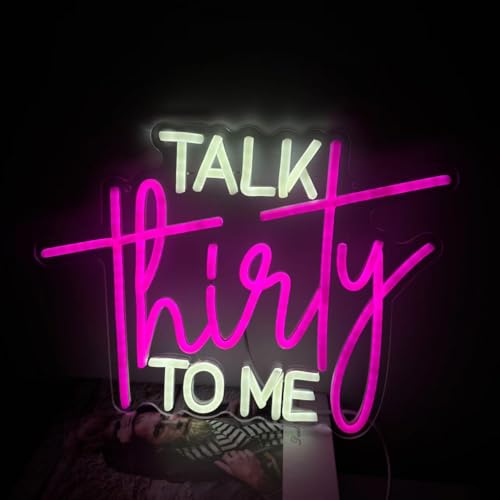 Image of Talk Thirty To Me Neon Sign 30th Birthday Decorations Birthday Anniversary | 30th Birthday Neon Signs Thirty Birthday Gifts For Him Her USB Neon Sign for Birthday Anniversary