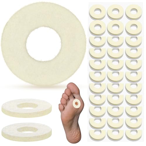 Threlaco 60 Pcs Felt Callus Cushions Round Corn Pads, Beige