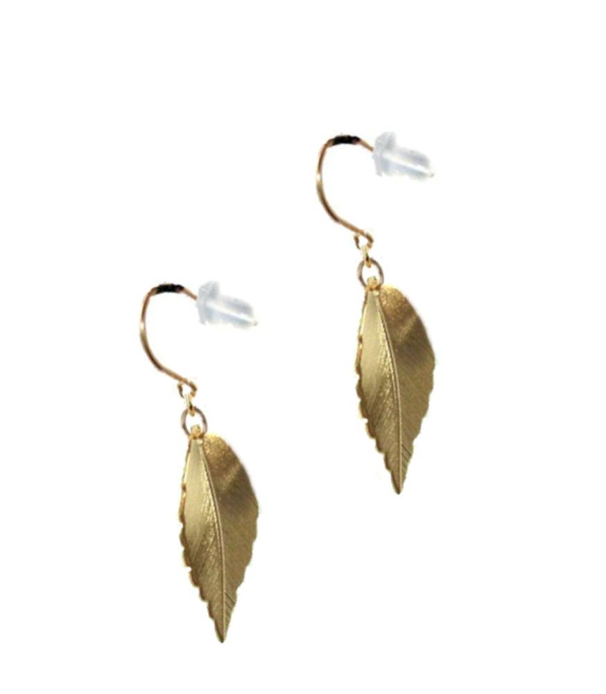 Amazon | k18ピアス リーフ ピアス 18金 フック 葉 葉っぱ