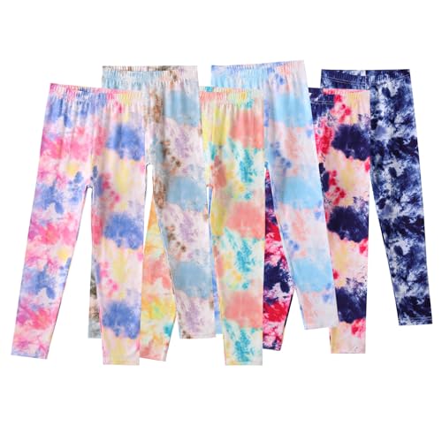 6 Pack Girls Printed Leggings Stretch Leggings for Girls Tie-Dyed Leggings Kids Ankle Length Pants2