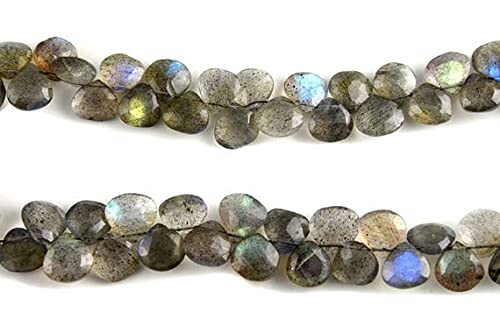 Perles de labradorite facettées en cœur 7x7mm pour création de bijoux
