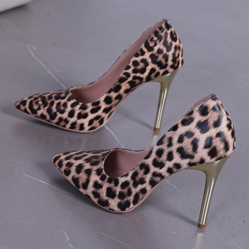 Women Sexy Leopard Printed Dress Shoes Pointy Toe High Heels 6.5cm Mid-HeelPumps Office Classic Heels2