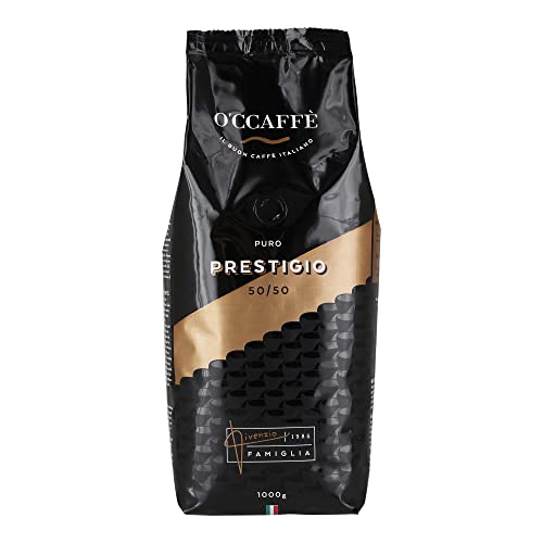 O'CCAFFÈ, Prestigio 50/50 | 1 kg de granos de café enteros 50% Arabica y 50% Robusta | Café italiano de torrefacción extralenta en tambor Cover