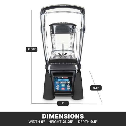 Commercial blender in use showing ingredient blending