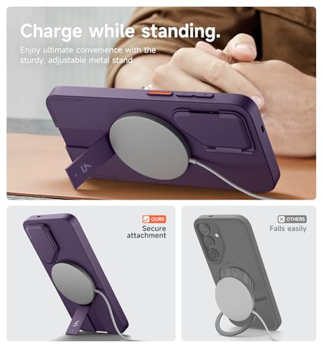 Image of SURITCH for Samsung Galaxy S25+ Plus Phone Case, Magnetic Shockproof Protective Cover with Camera Cover & Adjustable Metal Kickstand for Galaxy S25+ Plus(2025)-Dark Purple