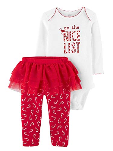 Carter's Baby Girls' Nice List 2 Piece Outfit Set (3 Months) Red White