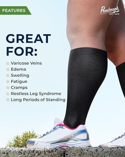 Pembrook 3 Pairs Plus Size Compression Socks Wide Calf - Bamboo Viscose Compression Socks Men, Knee High, Black3