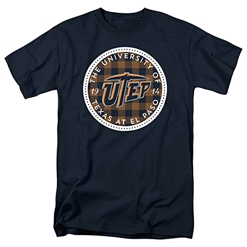 UTEP UT El Paso Official Plaid Badge Unisex Adult T Shirt,Plaid Badge, 2X-Large