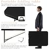 Set de 2 Mesas Plegables de Camping de 5 FT Mesa Portátil de Plástico Resistente Rectangular para Exterior con Patas de Acero y Asa para Transporte (Negro) miniatura 4