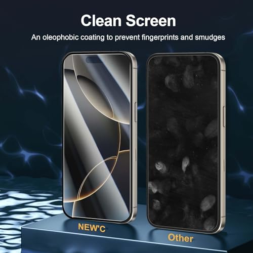 Image of NEW'C 2 Pack for iPhone 16 Pro Screen Protector (6.3 inches) + 2 Pack Camera Lens Protector, Sensor Protection, Case Friendly Tempered Glass Film - Easy installation tool included